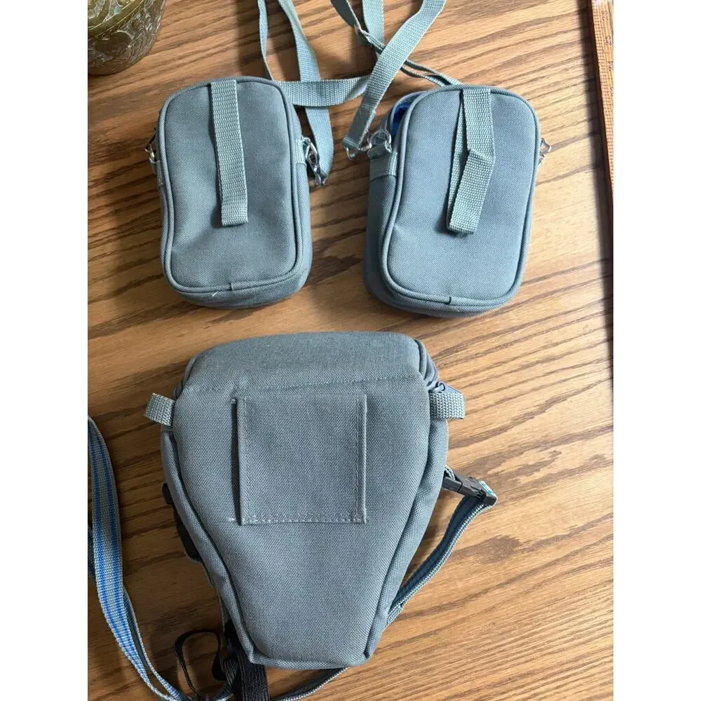 Vintage Profoto Gray Blue Camera Bags Shoulder Strap Zipper Pockets Set Of 3